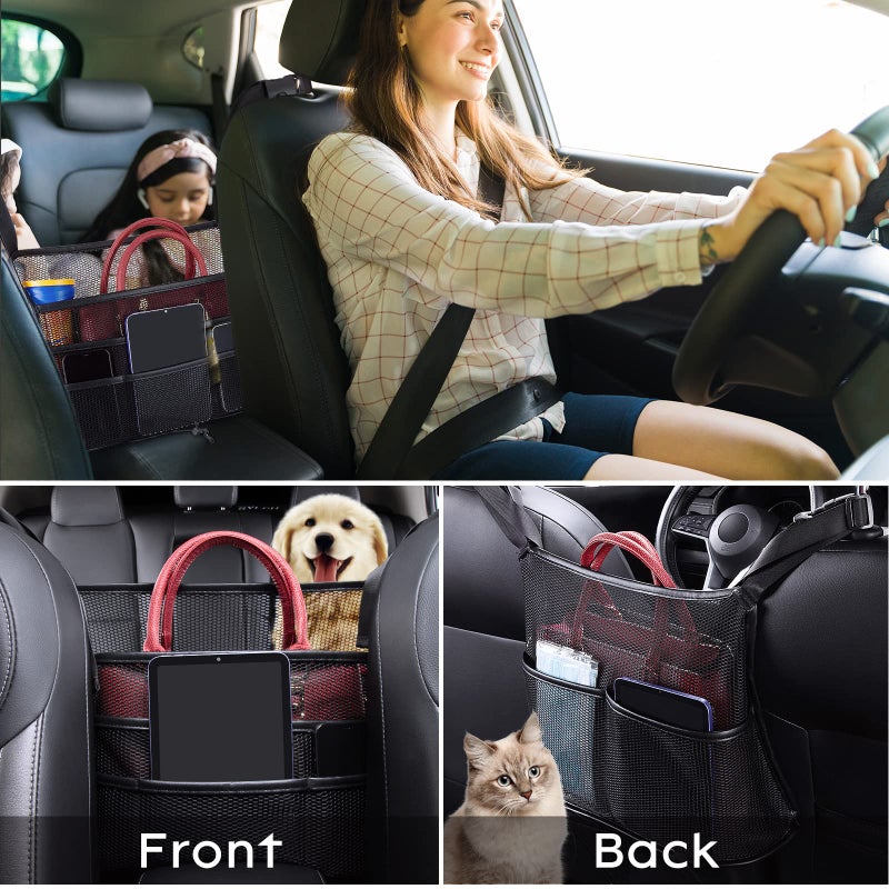 Eing Car Seat Back Organizer - Large Capacity Storage for Purses, Handbags & Kids' Items - Black - Image 3